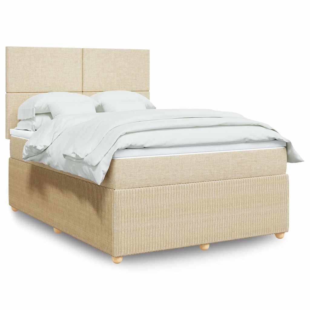 Giroletto a Molle con Materasso Crema 160x200 cm in Tessuto | homemem39