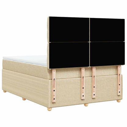 Giroletto a Molle con Materasso Crema 160x200 cm in Tessuto | homemem39
