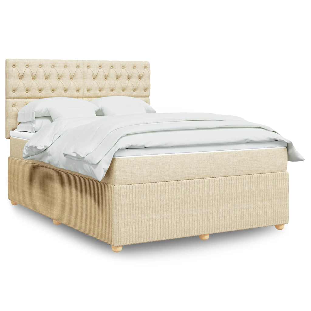 Giroletto a Molle con Materasso Crema 160x200 cm in Tessuto | homemem39