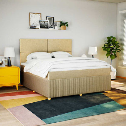 Giroletto a Molle con Materasso Crema 180x200 cm in Tessuto | homemem39