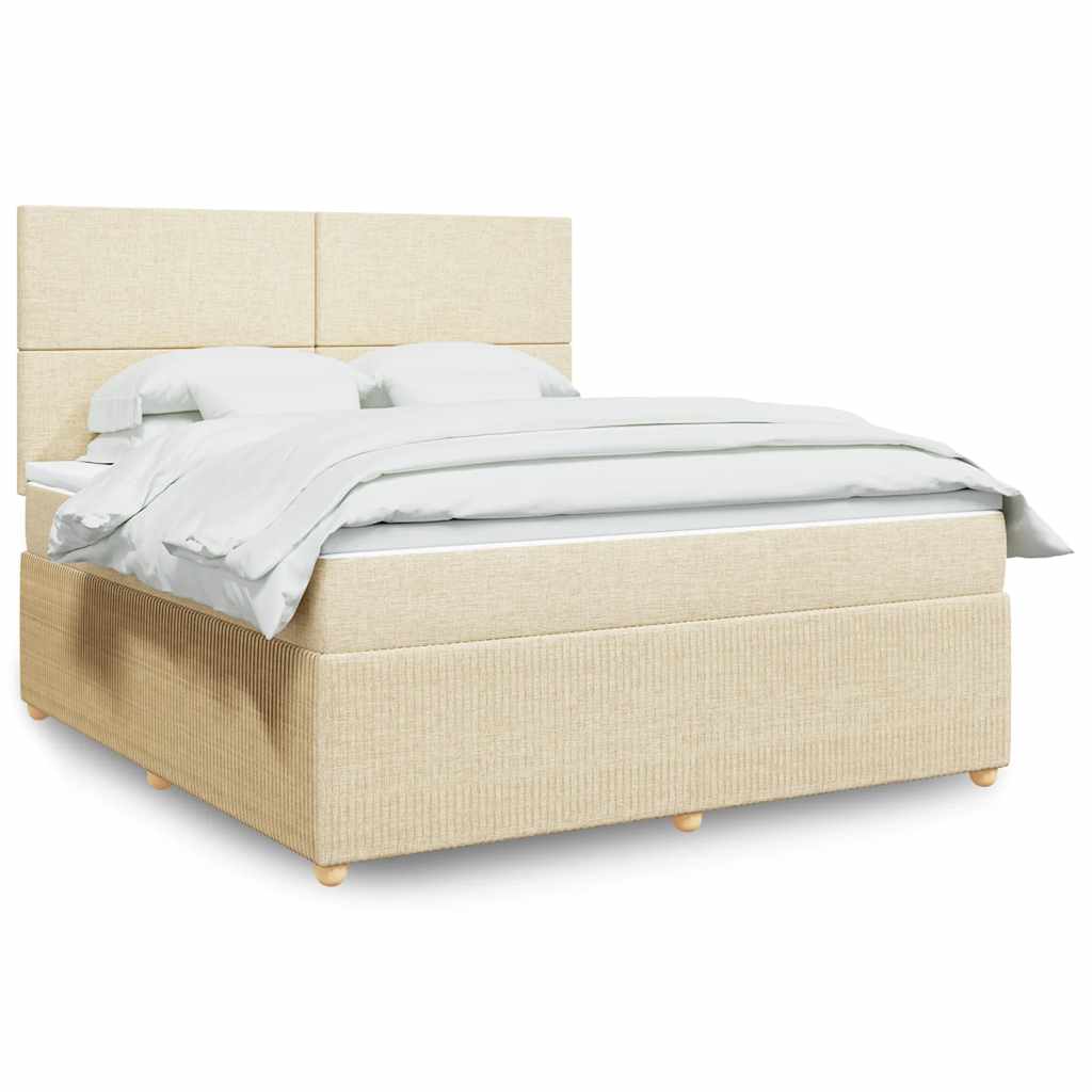 Giroletto a Molle con Materasso Crema 180x200 cm in Tessuto | homemem39