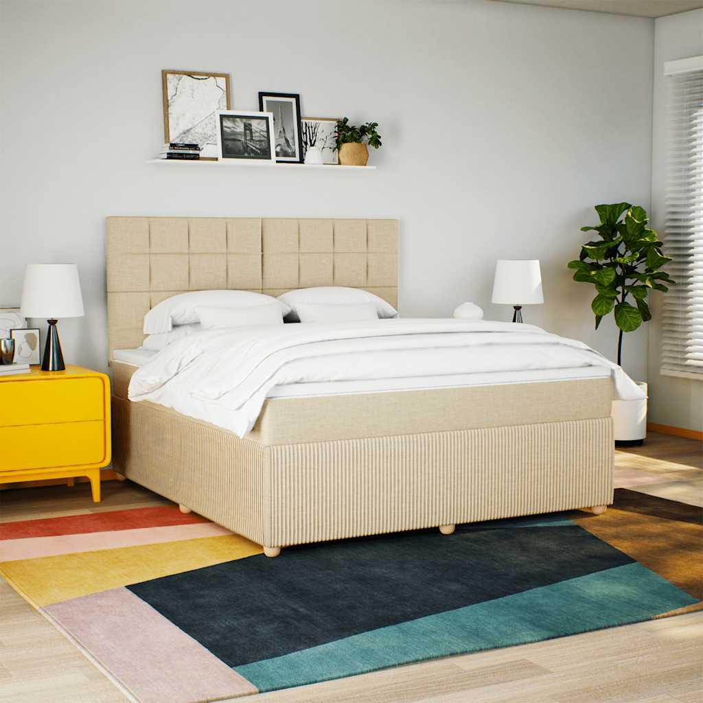 Giroletto a Molle con Materasso Crema 180x200 cm in Tessuto | homemem39