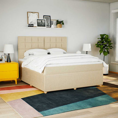 Giroletto a Molle con Materasso Crema 180x200 cm in Tessuto | homemem39