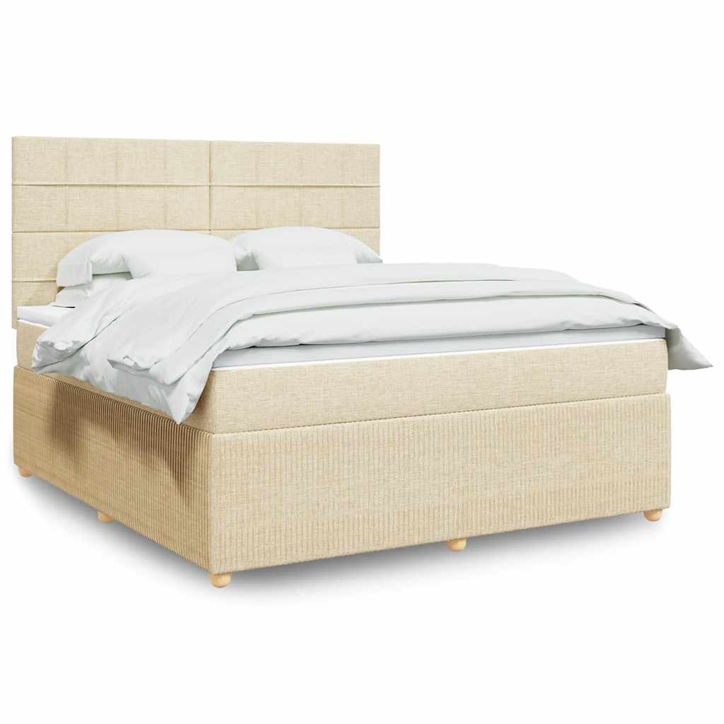 Giroletto a Molle con Materasso Crema 180x200 cm in Tessuto | homemem39