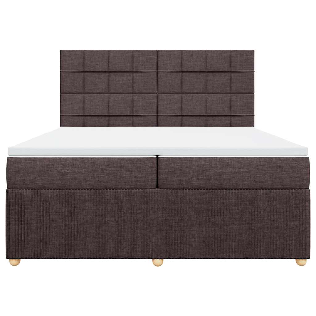 Giroletto a Molle con Materasso Marrone Scuro 200x200cm Tessuto
