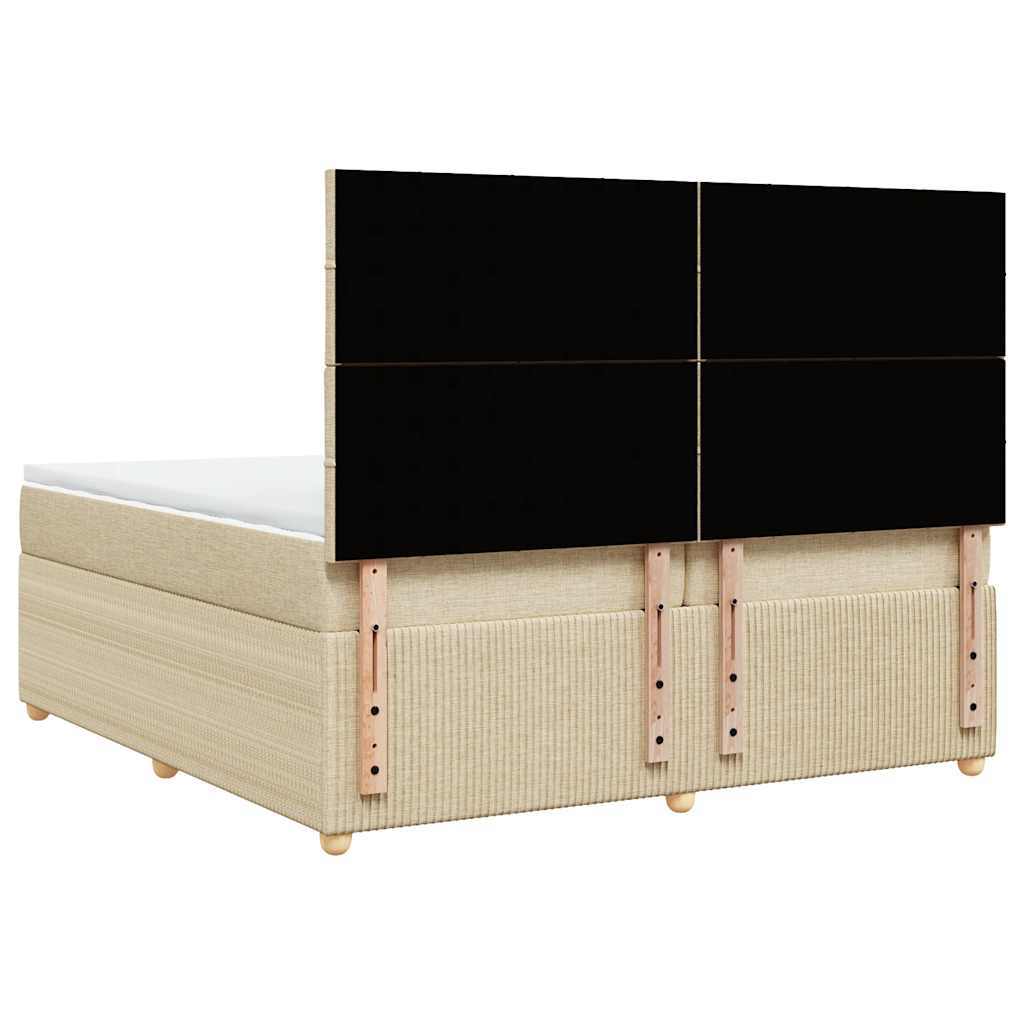 Giroletto a Molle con Materasso Crema 200x200 cm in Tessuto - homemem39