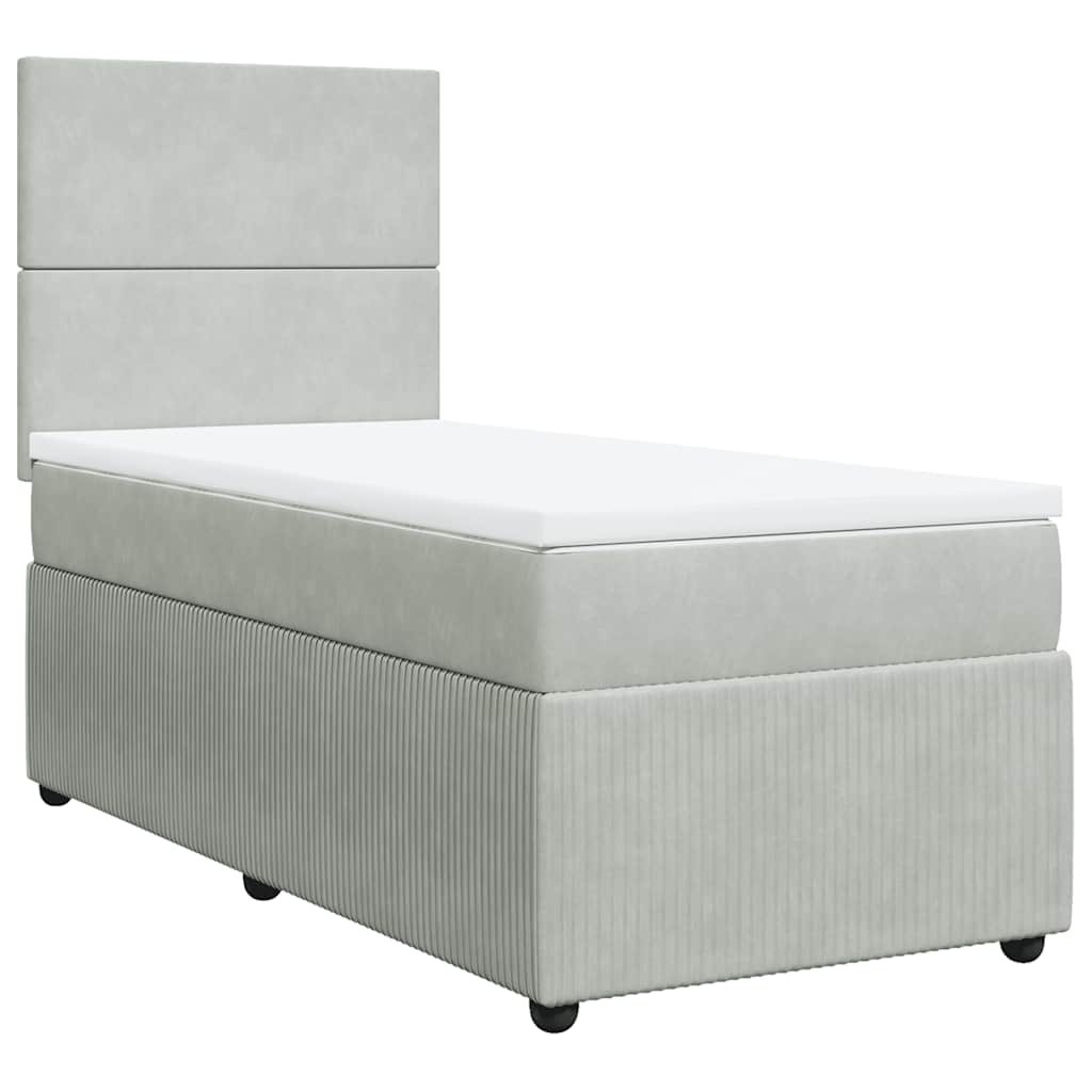 Giroletto a Molle con Materasso Grigio Chiaro 80x200 cm Velluto | homemem39