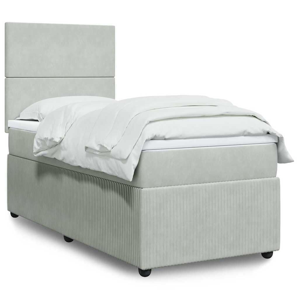 Giroletto a Molle con Materasso Grigio Chiaro 80x200 cm Velluto | homemem39