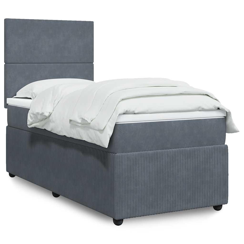Giroletto a Molle con Materasso Grigio Scuro 80x200 cm Velluto | homemem39