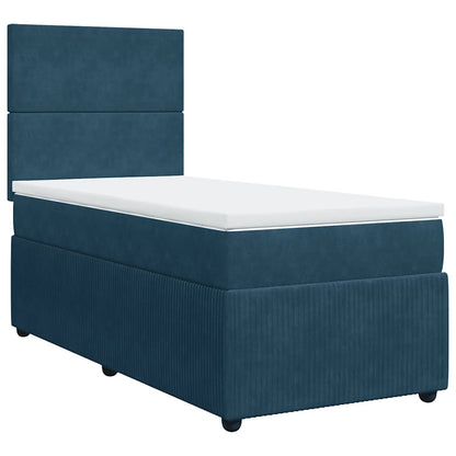 Giroletto a Molle con Materasso Blu Scuro 80x200 cm in Velluto | homemem39