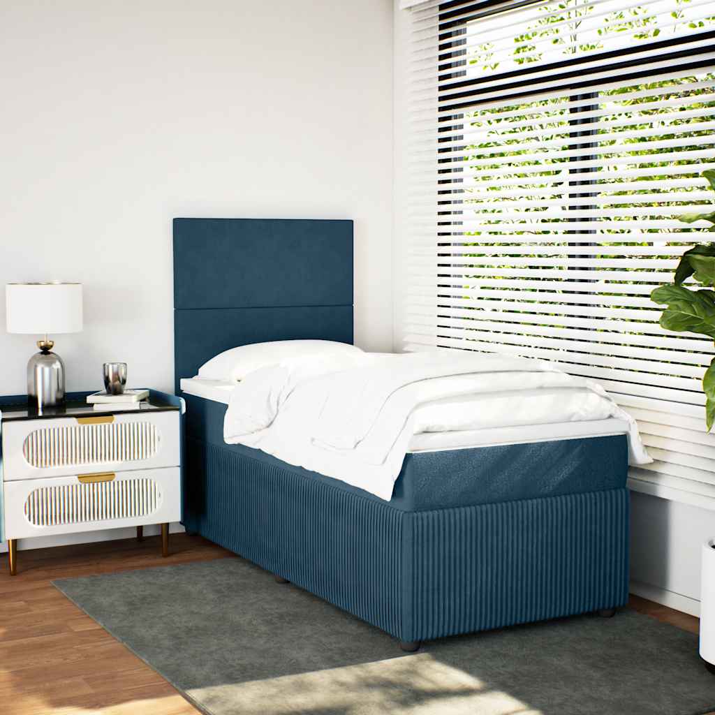 Giroletto a Molle con Materasso Blu Scuro 80x200 cm in Velluto | homemem39