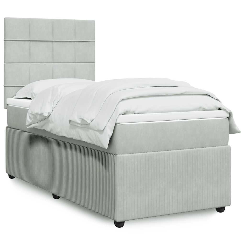 Giroletto a Molle con Materasso Grigio Chiaro 80x200 cm Velluto | homemem39