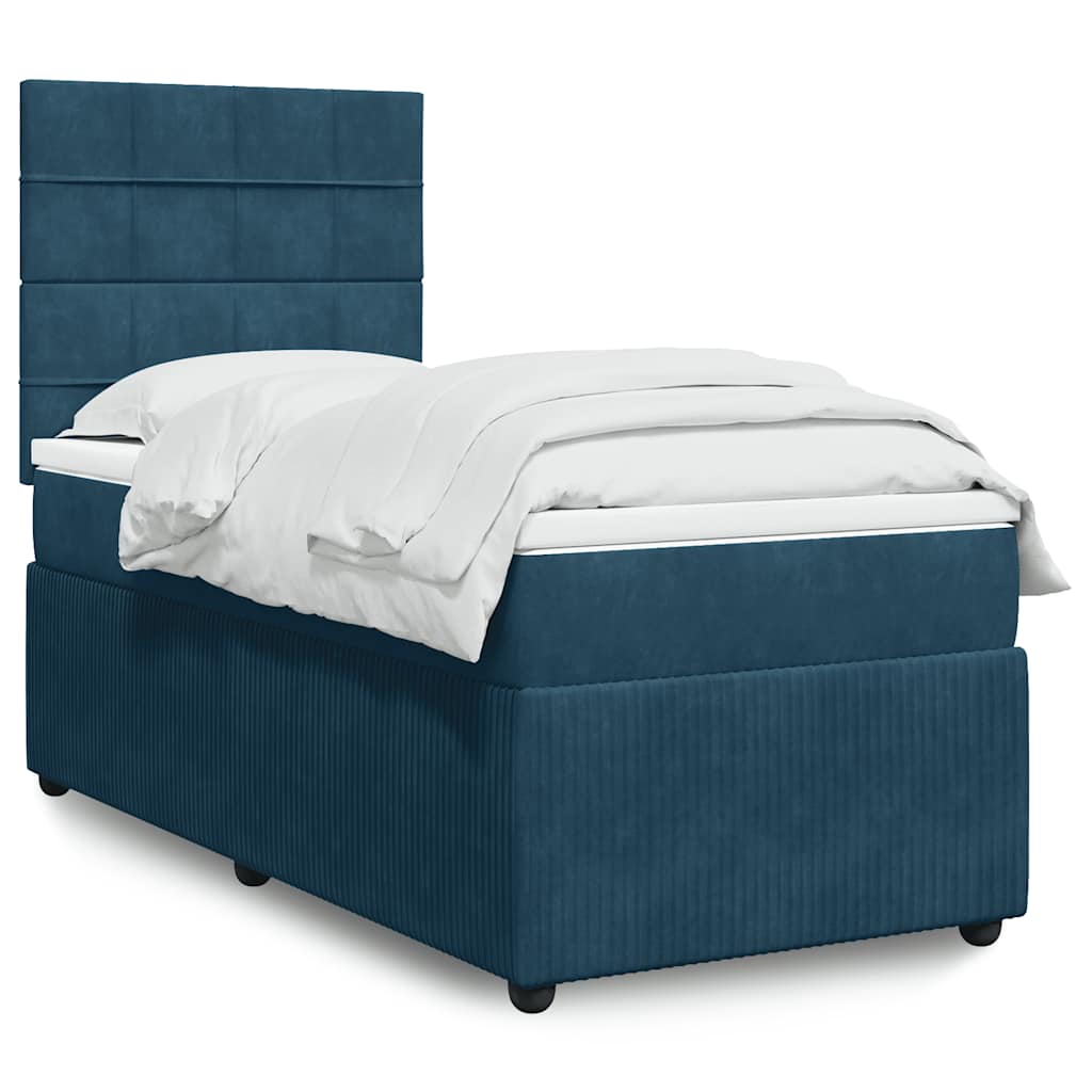 Giroletto a Molle con Materasso Blu Scuro 80x200 cm in Velluto | homemem39