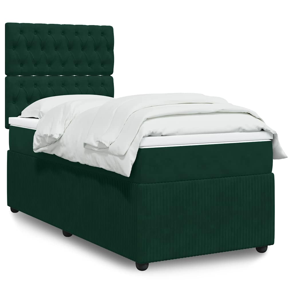 Giroletto a Molle con Materasso Verde Scuro 80x200 cm Velluto | homemem39