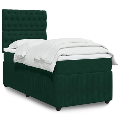 Giroletto a Molle con Materasso Verde Scuro 80x200 cm Velluto | homemem39
