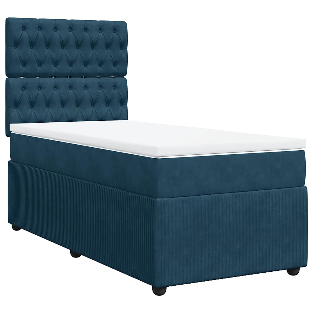 Giroletto a Molle con Materasso Blu Scuro 80x200 cm in Velluto | homemem39