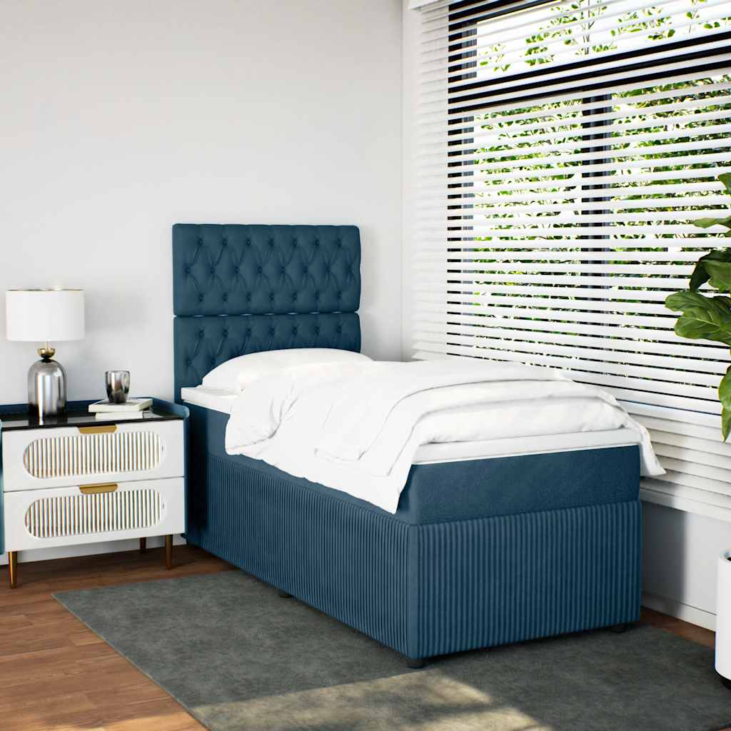 Giroletto a Molle con Materasso Blu Scuro 80x200 cm in Velluto | homemem39