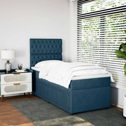 Giroletto a Molle con Materasso Blu Scuro 80x200 cm in Velluto | homemem39