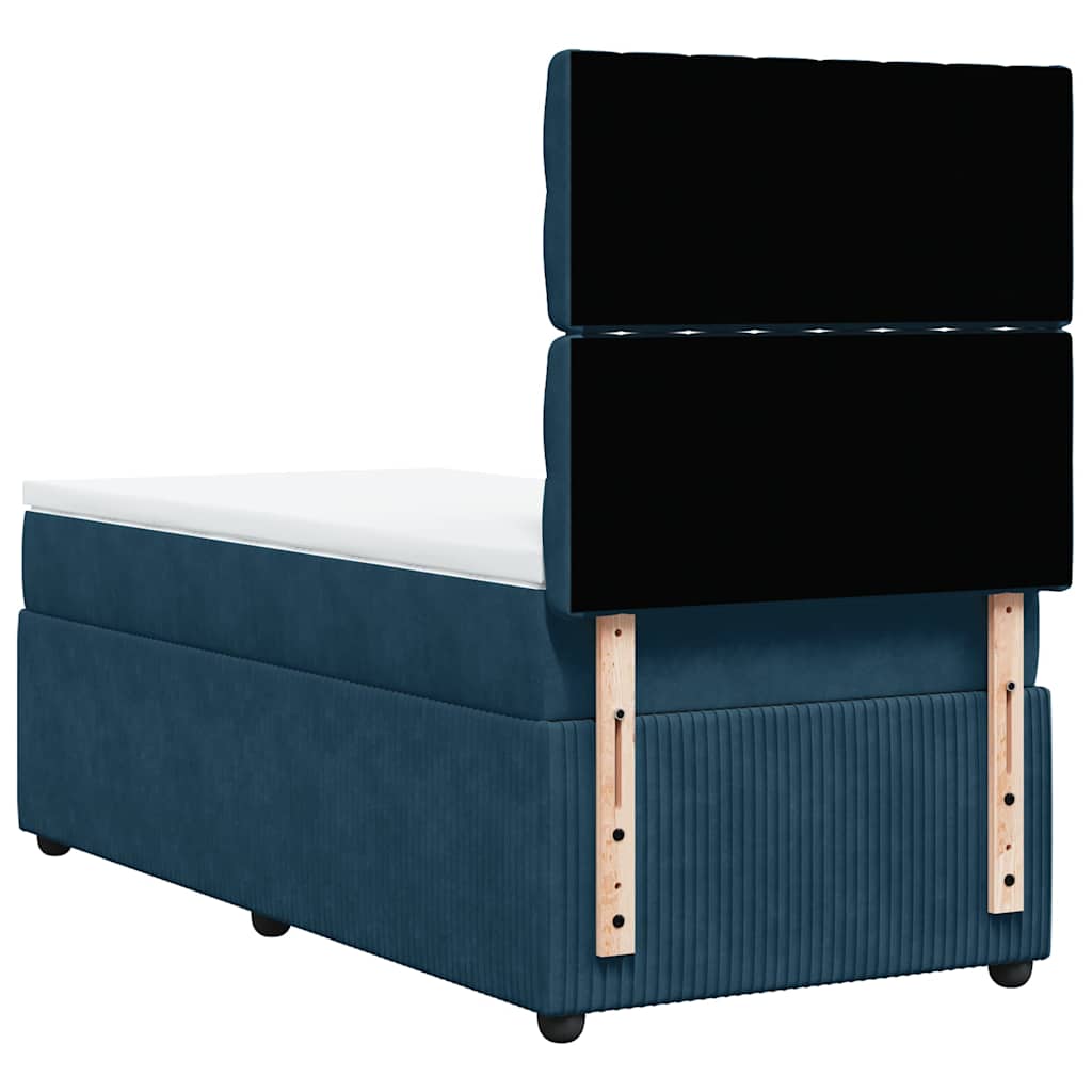 Giroletto a Molle con Materasso Blu Scuro 80x200 cm in Velluto | homemem39