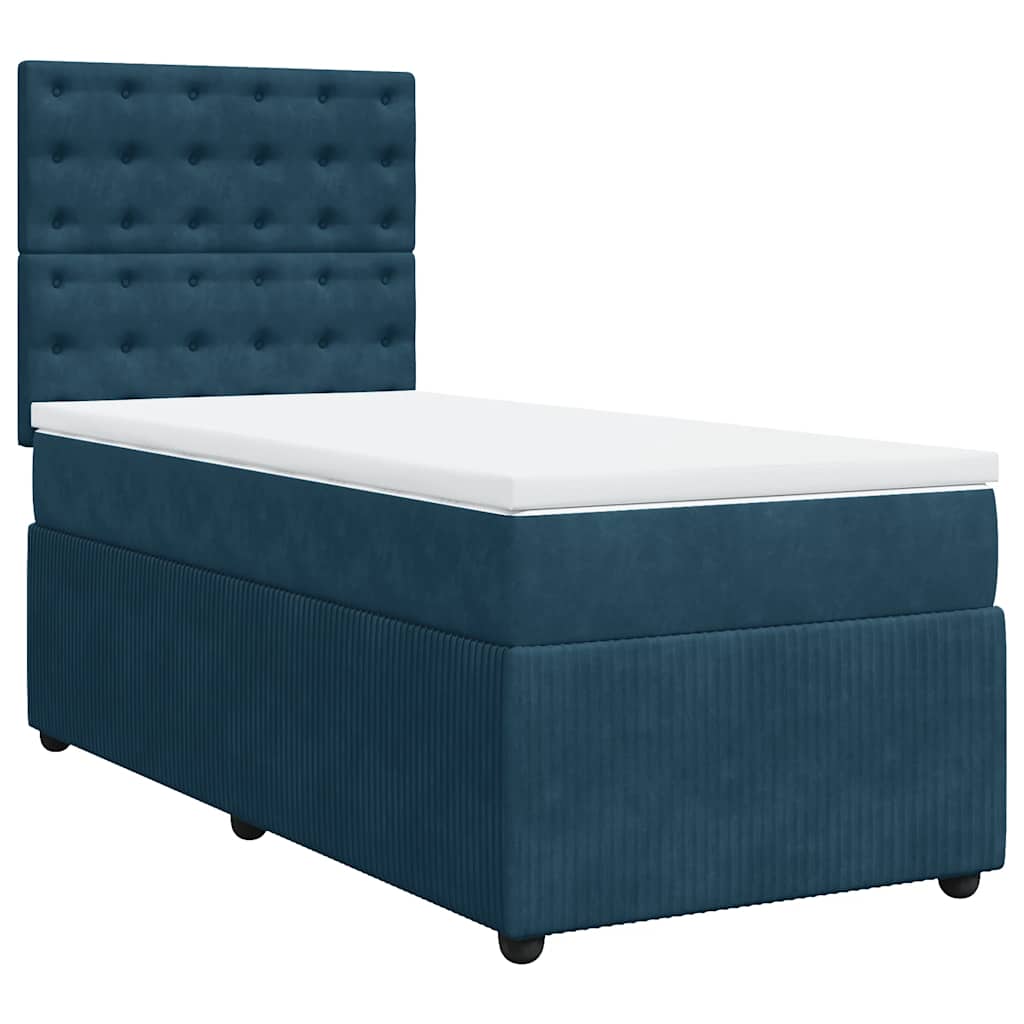 Giroletto a Molle con Materasso Blu Scuro 80x200 cm in Velluto | homemem39