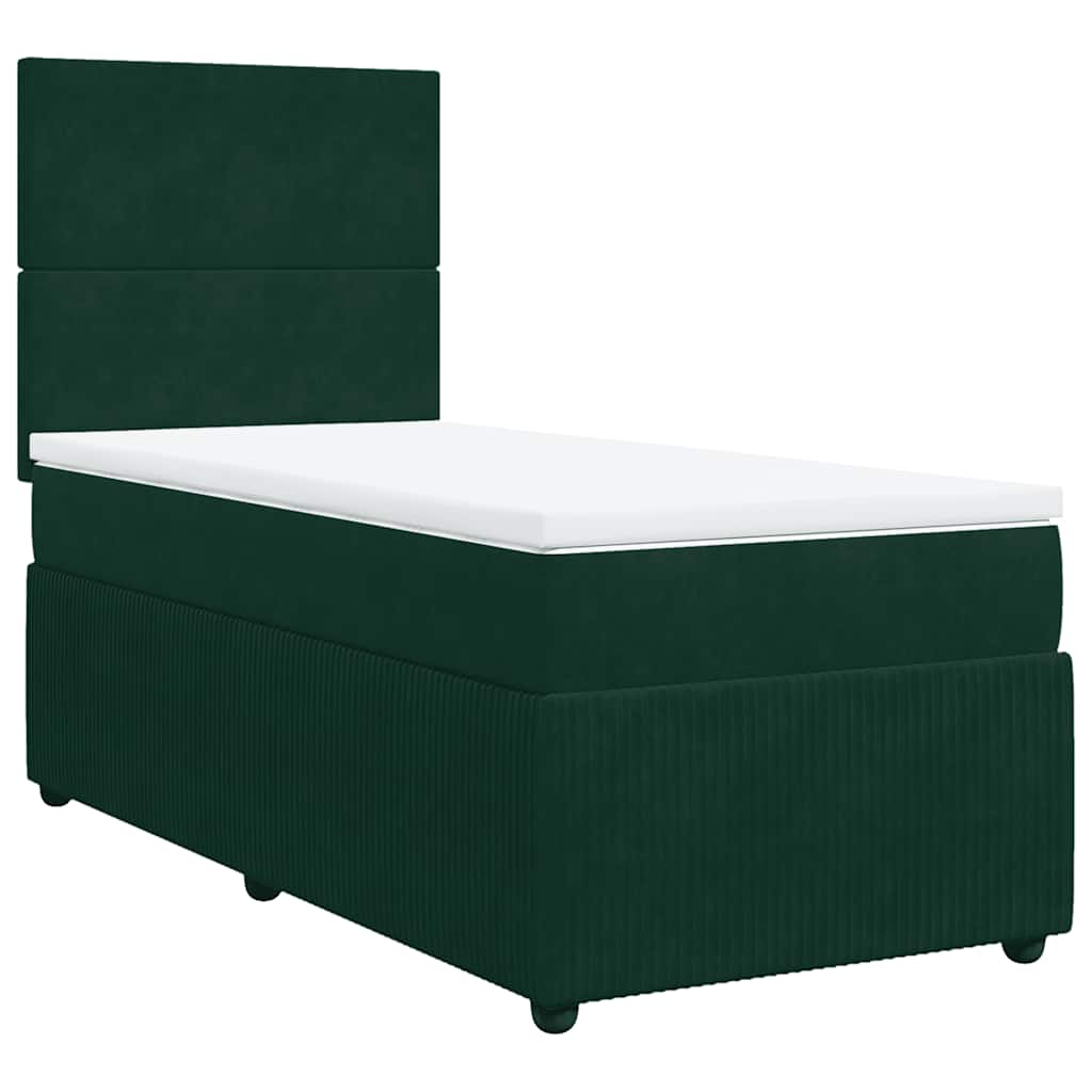Giroletto a Molle con Materasso Verde Scuro 90x190 cm Velluto | homemem39