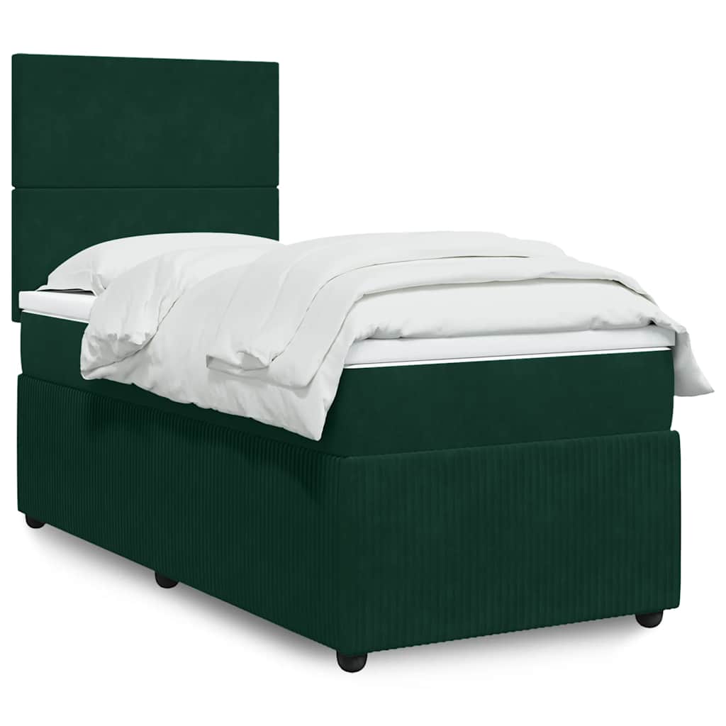 Giroletto a Molle con Materasso Verde Scuro 90x190 cm Velluto | homemem39
