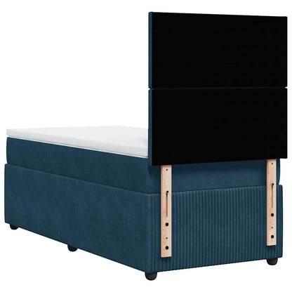 Giroletto a Molle con Materasso Blu Scuro 90x190 cm in Velluto | homemem39