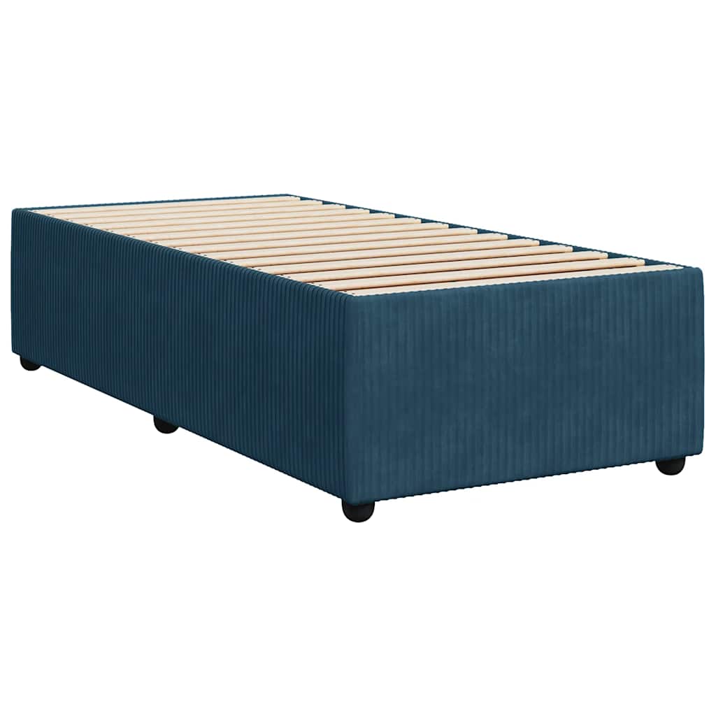 Giroletto a Molle con Materasso Blu Scuro 90x190 cm in Velluto | homemem39