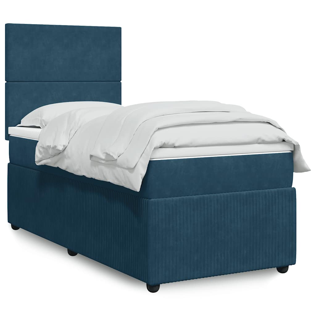 Giroletto a Molle con Materasso Blu Scuro 90x190 cm in Velluto | homemem39