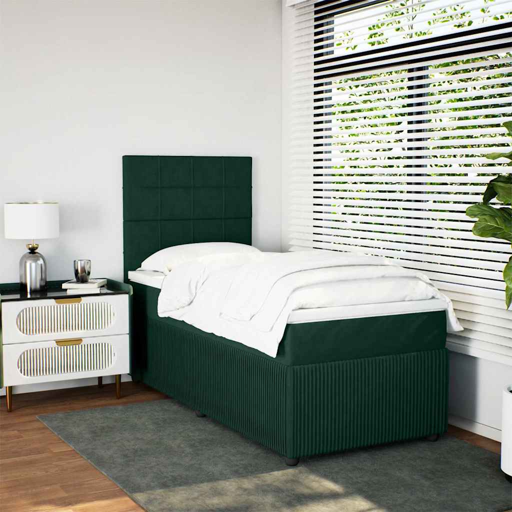 Giroletto a Molle con Materasso Verde Scuro 90x190 cm Velluto | homemem39