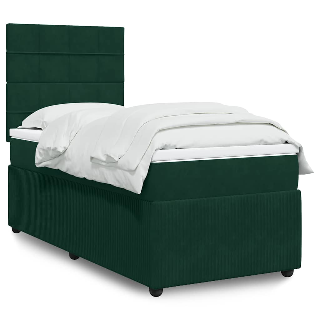 Giroletto a Molle con Materasso Verde Scuro 90x190 cm Velluto | homemem39