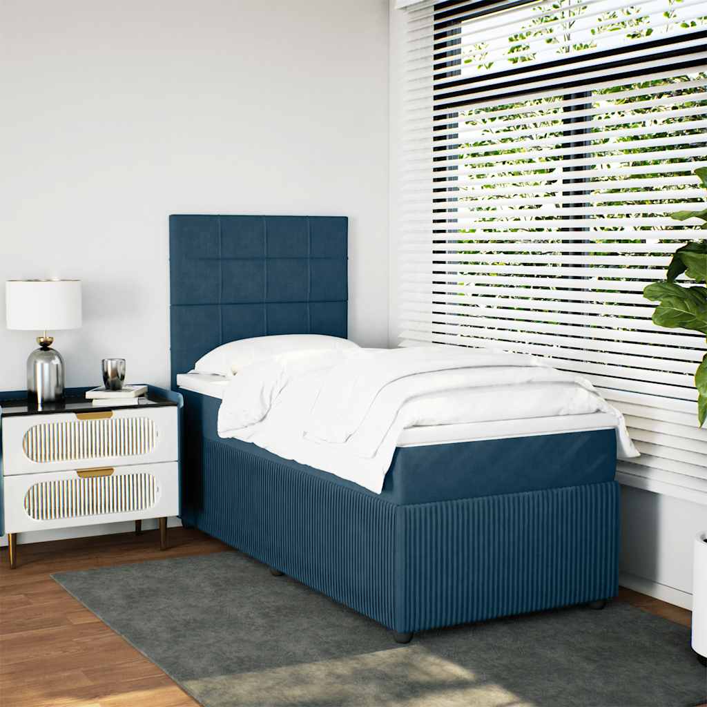 Giroletto a Molle con Materasso Blu Scuro 90x190 cm in Velluto | homemem39