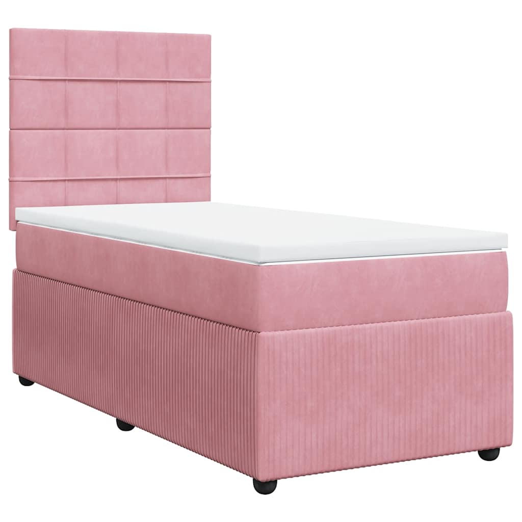 Giroletto a Molle con Materasso Rosa 90x190 cm in Velluto