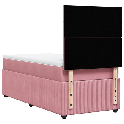 Giroletto a Molle con Materasso Rosa 90x190 cm in Velluto | homemem39