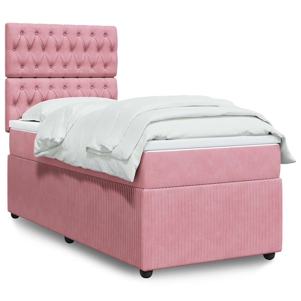 Giroletto a Molle con Materasso Rosa 90x190 cm in Velluto | homemem39