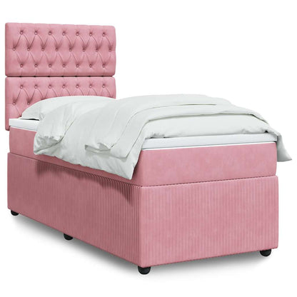 Giroletto a Molle con Materasso Rosa 90x190 cm in Velluto | homemem39