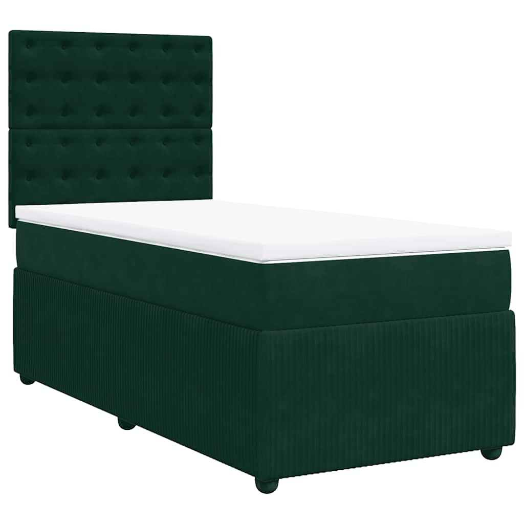 Giroletto a Molle con Materasso Verde Scuro 90x190 cm Velluto | homemem39