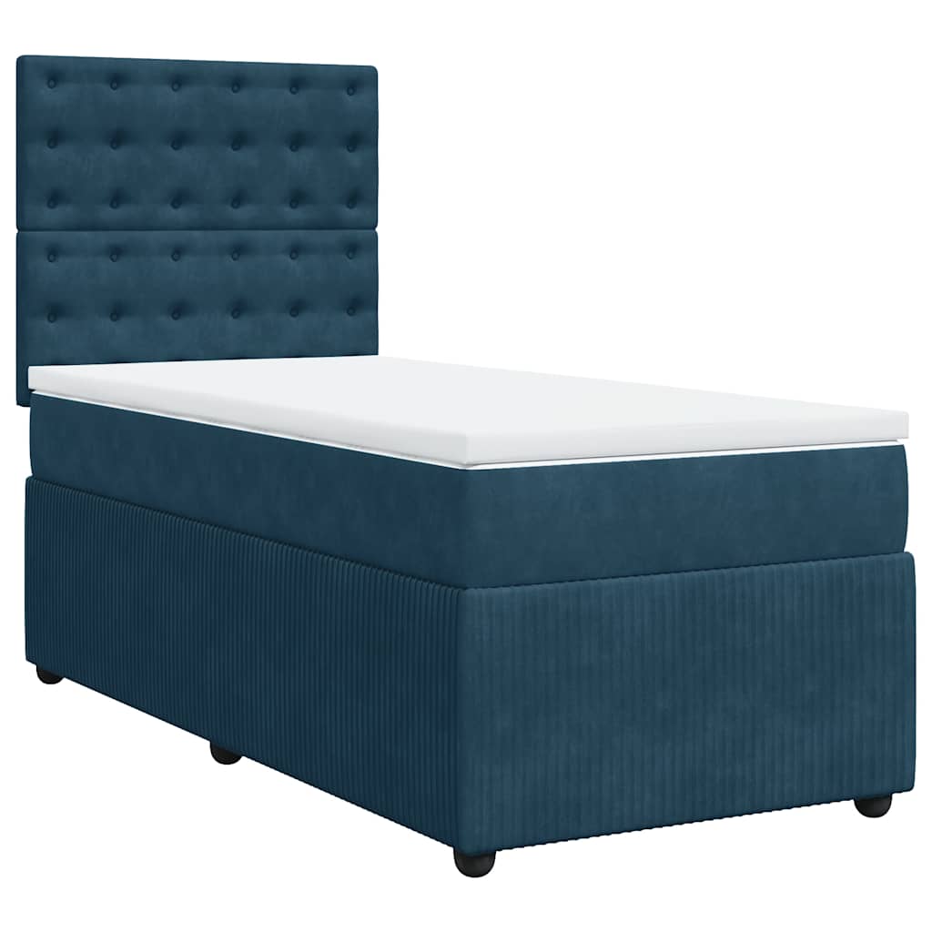 Giroletto a Molle con Materasso Blu Scuro 90x190 cm in Velluto | homemem39