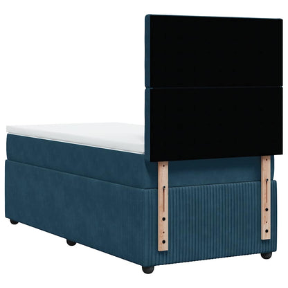 Giroletto a Molle con Materasso Blu Scuro 90x190 cm in Velluto | homemem39