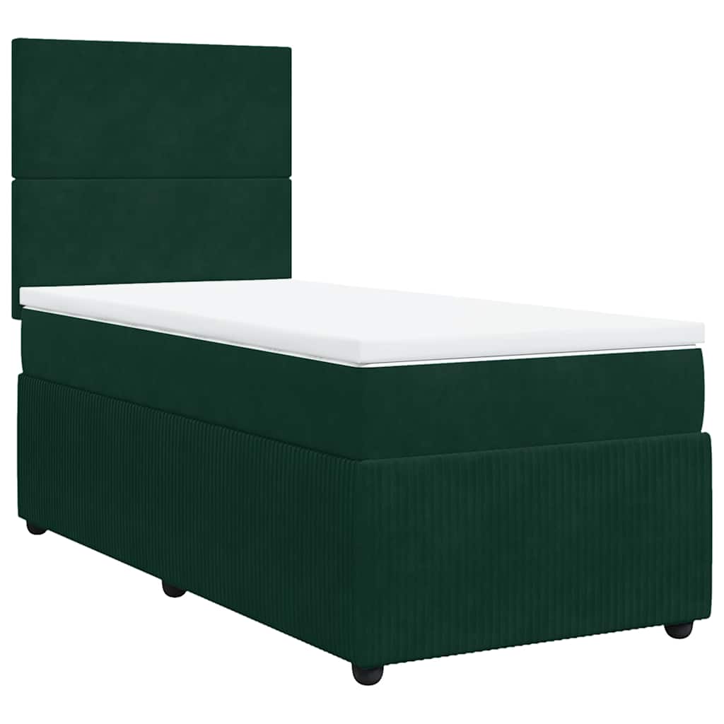 Giroletto a Molle con Materasso Verde Scuro 90x200 cm Velluto | homemem39
