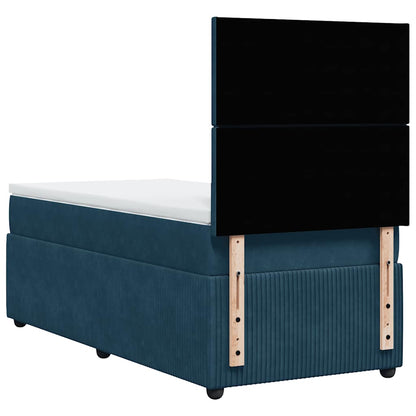 Giroletto a Molle con Materasso Blu Scuro 90x200 cm in Velluto | homemem39