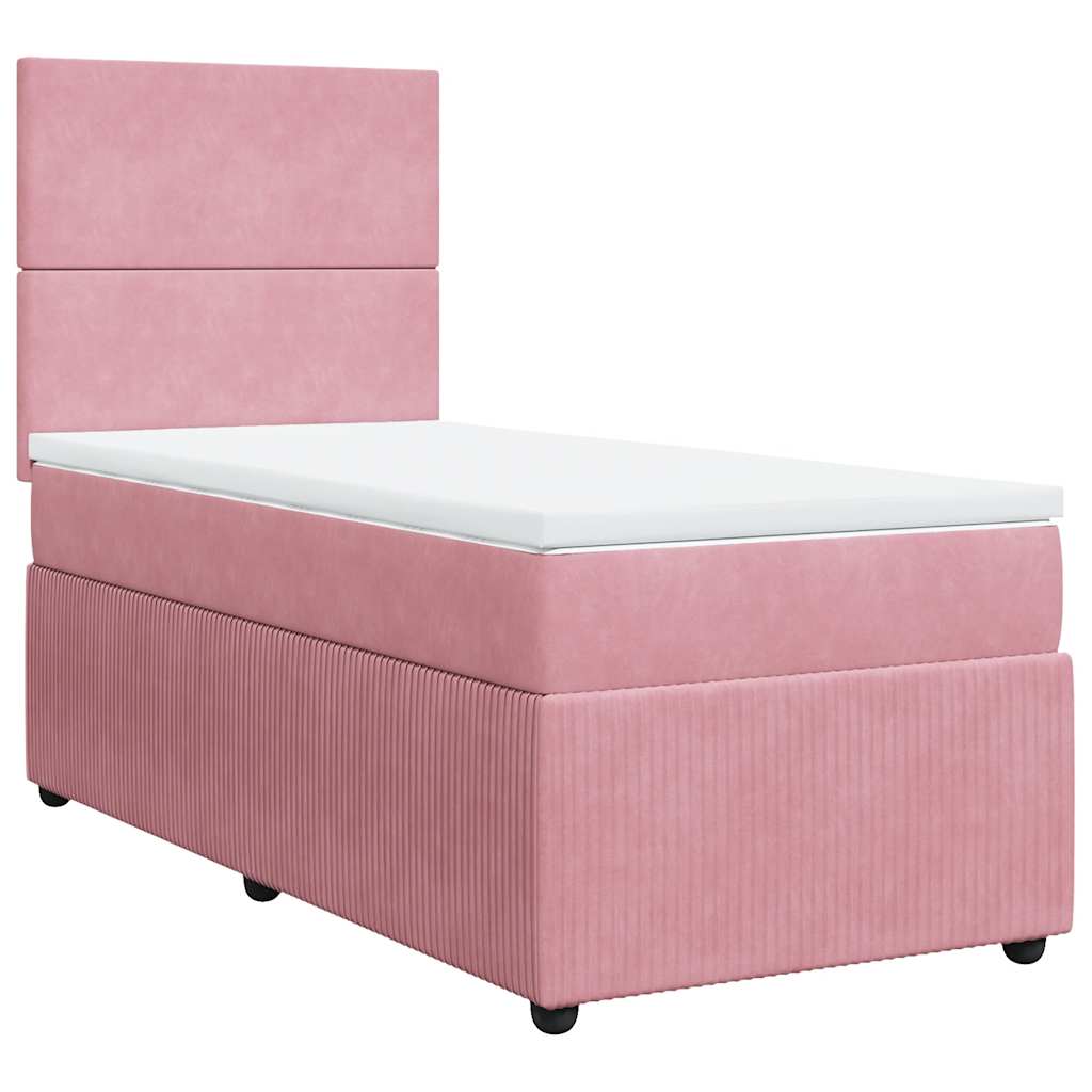 Giroletto a Molle con Materasso Rosa 90x200 cm in Velluto | homemem39