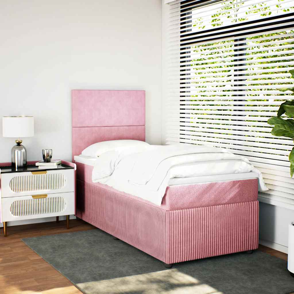 Giroletto a Molle con Materasso Rosa 90x200 cm in Velluto | homemem39