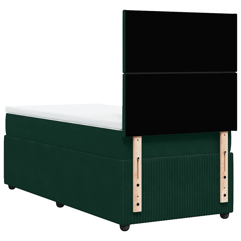 Giroletto a Molle con Materasso Verde Scuro 90x200 cm Velluto | homemem39
