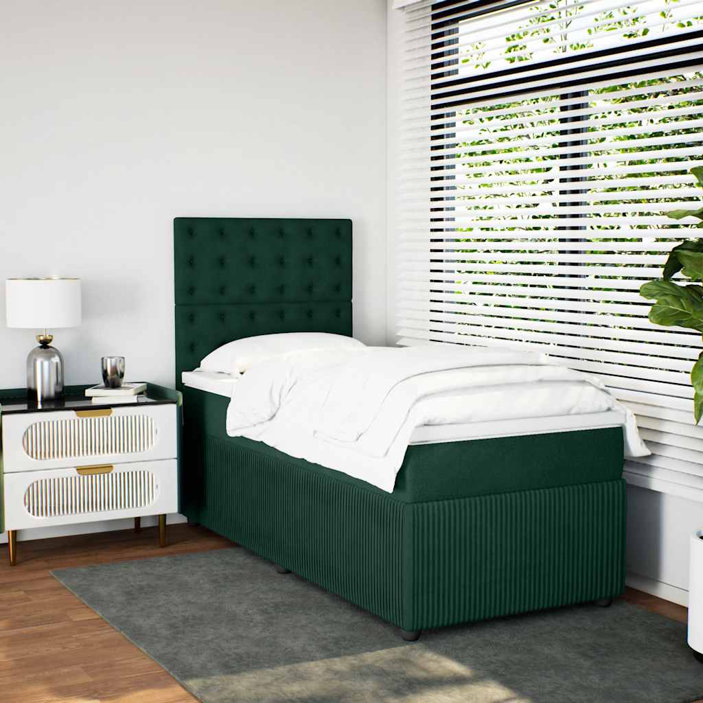 Giroletto a Molle con Materasso Verde Scuro 90x200 cm Velluto | homemem39