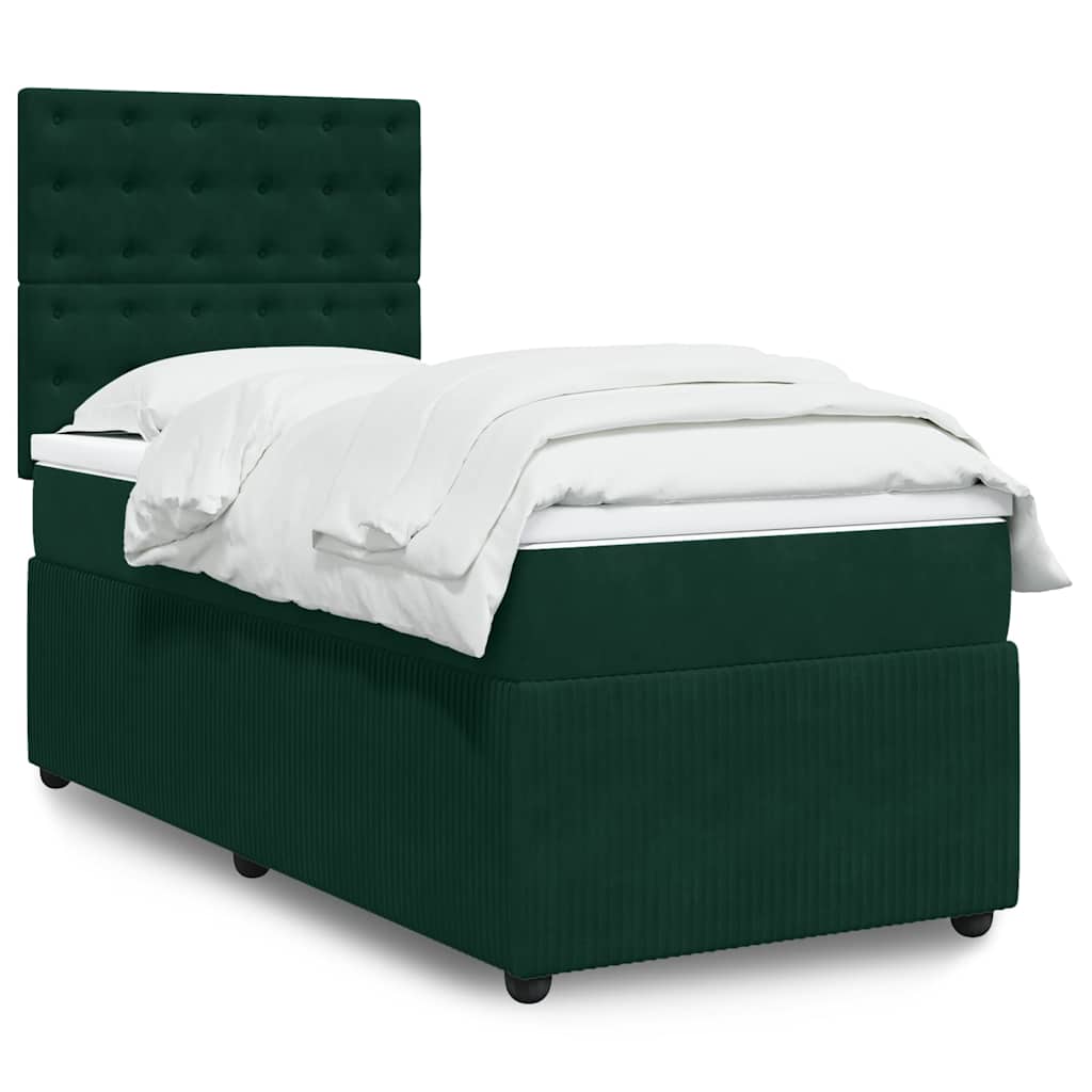 Giroletto a Molle con Materasso Verde Scuro 90x200 cm Velluto | homemem39