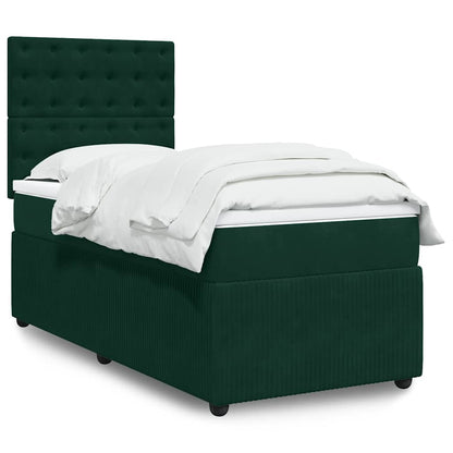 Giroletto a Molle con Materasso Verde Scuro 90x200 cm Velluto | homemem39