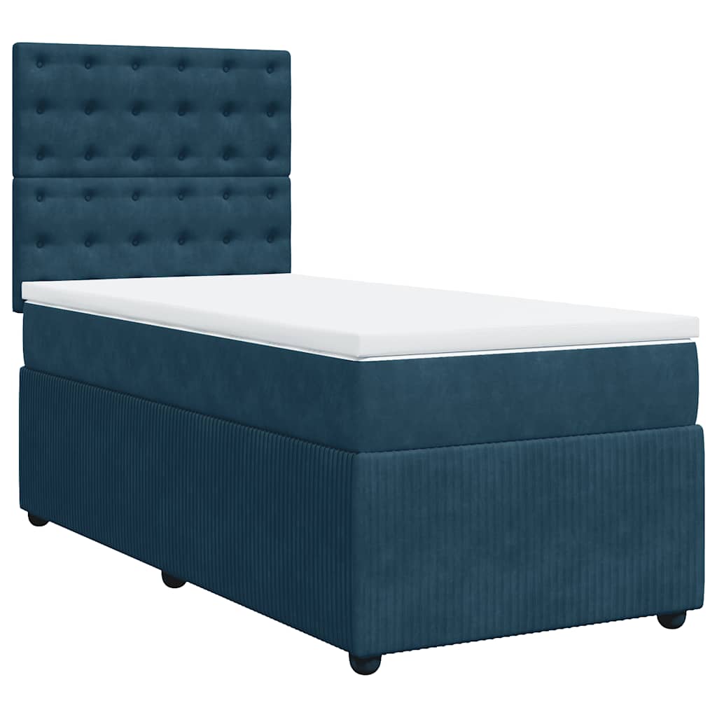 Giroletto a Molle con Materasso Blu Scuro 90x200 cm in Velluto | homemem39