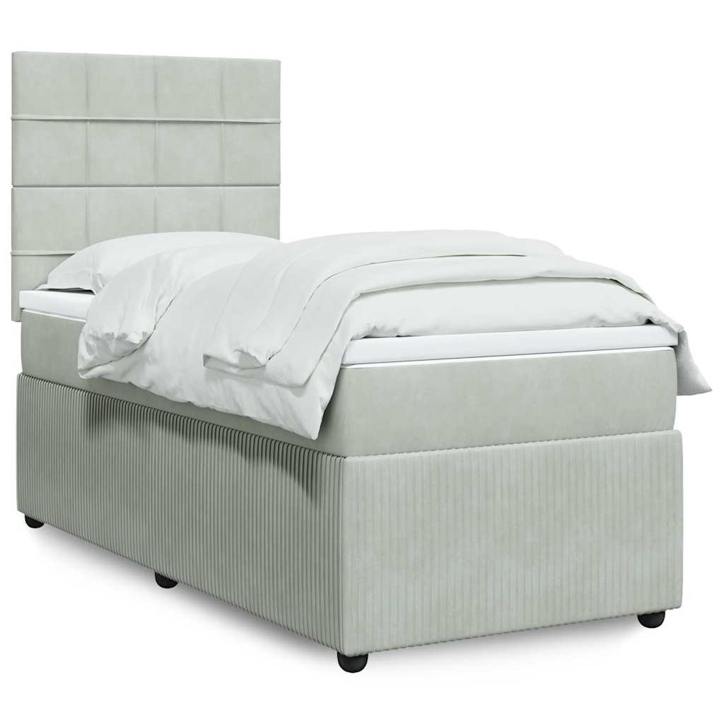 Giroletto a Molle con Materasso Grigio Chiaro 100x200cm Velluto | homemem39