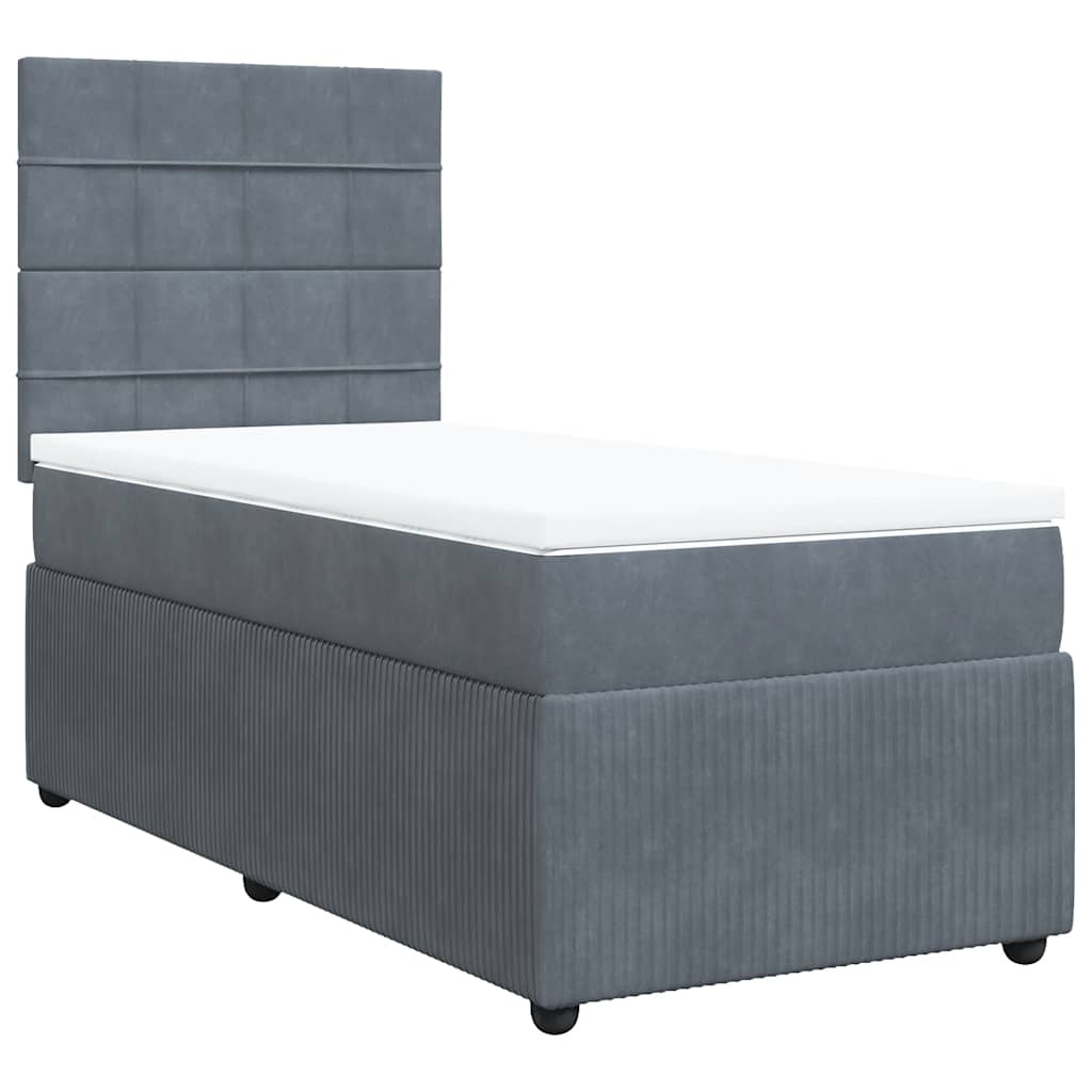 Giroletto a Molle con Materasso Grigio Scuro 100x200 cm Velluto | homemem39
